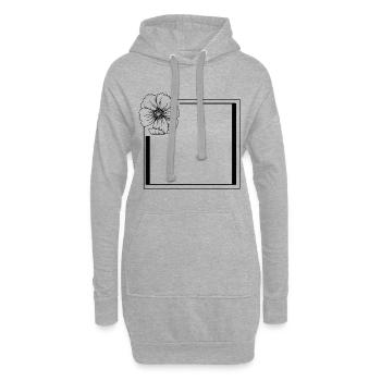 Rahmen mit großer Blumenblüte - Hoodie-Kleid - Grau meliert - Vorne