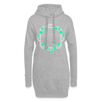 Rahmen Quadrat mit Blatt Verzierung - Hoodie-Kleid - Grau meliert - Vorne