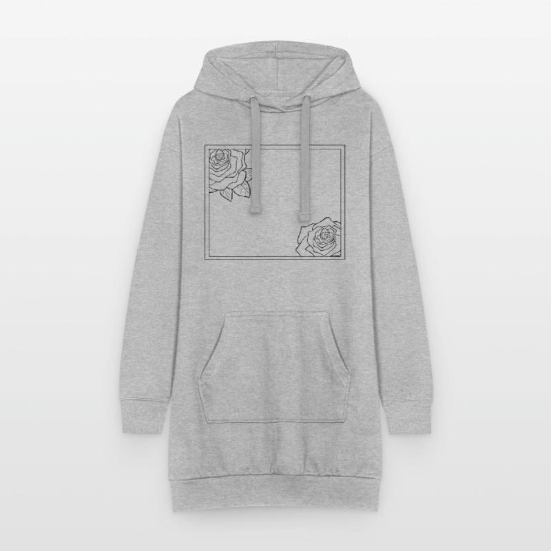 Rectangular frame with roses Hoodie Dress