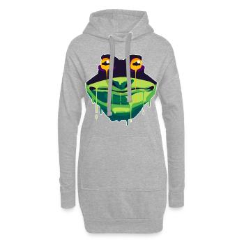 Un beau et drôle design de grenouille - Sweat-shirt à capuche long Femme - gris chiné - Devant