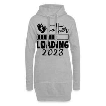 Maman chargeant 2023, future maman 2023 - Sweat-shirt à capuche long Femme - gris chiné - Devant