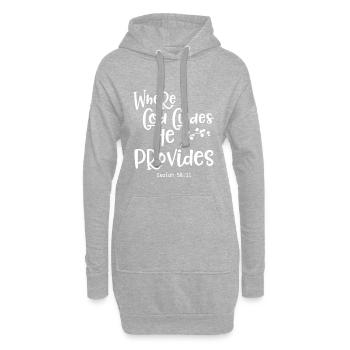 Christliches Design, wo Gott führt, sorgt Er für - Hoodie-Kleid - Grau meliert - Vorne