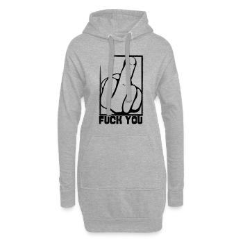 Fuck You Mittelfinger Stinkefinger - Hoodie-Kleid - Grau meliert - Vorne