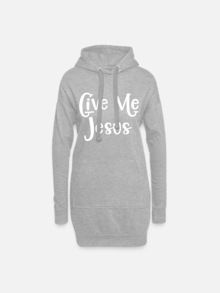 Le design chrétien donne-moi Jésus - Sweat-shirt à capuche long Femme - gris chiné