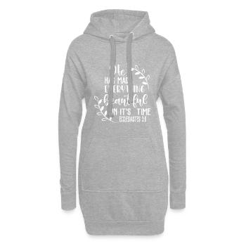Christliches Design Er hat alles schön gemacht - Hoodie-Kleid - Grau meliert - Vorne
