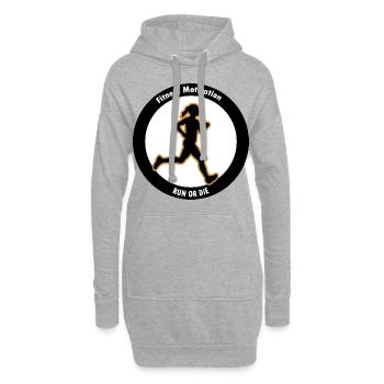 Fitness Motivation. Lauf oder Stirb - Hoodie-Kleid - Grau meliert - Vorne
