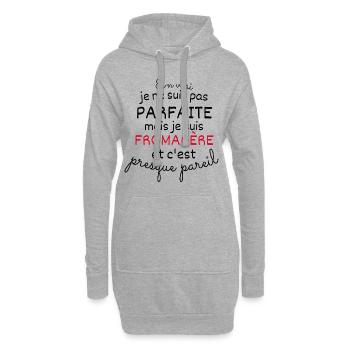 En vrai Pas Paraie Mais Fromagère - Sweat-shirt à capuche long Femme - gris chiné - Devant