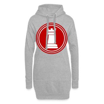 Schachfigur Turm - Hoodie-Kleid - Grau meliert - Vorne