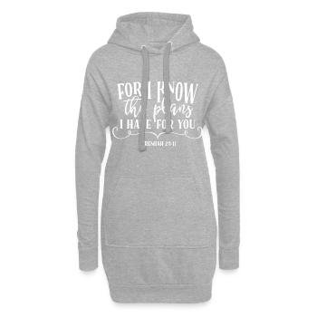 Christian Design For God knows the plans he has - Hoodie Dress - heather grey - Front