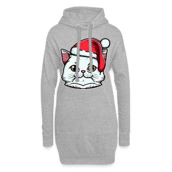 Süße Weihnachtskatzenzeichnung, ein ausgezeichnetes Weihnachtsgeschenk - Hoodie-Kleid - Grau meliert - Vorne