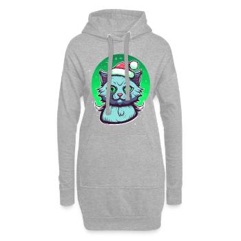 Superbe chaton portant un chapeau de Père Noël - Sweat-shirt à capuche long Femme - gris chiné - Devant