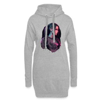 Peinture étonnante d’une dame intrépide - Sweat-shirt à capuche long Femme - gris chiné - Devant