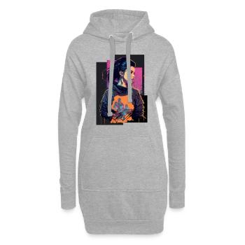 Dessin étonnant d’une dame punk - Sweat-shirt à capuche long Femme - gris chiné - Devant