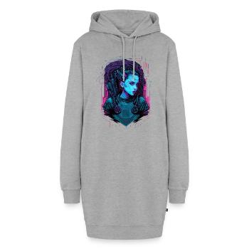 Œuvre d’art cool d’une dame de science-fiction - Sweat-shirt à capuche long Femme - gris chiné - Devant