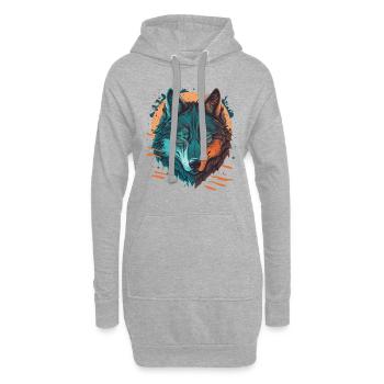 Erstaunliches Design eines Wolfes - Hoodie-Kleid - Grau meliert - Vorne