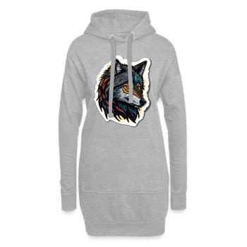 Peinture numérique d’une tête de loup - Sweat-shirt à capuche long Femme - gris chiné - Devant
