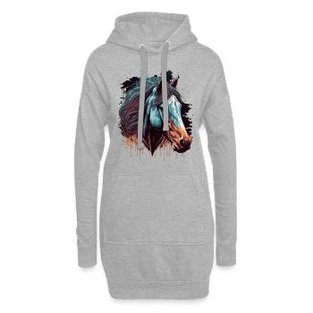 Œuvre d’art de cheval - Sweat-shirt à capuche long Femme - gris chiné - Devant