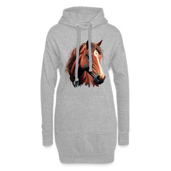 Superbe illustration numérique de tête de cheval - Sweat-shirt à capuche long Femme - gris chiné - Devant