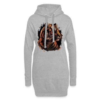 Portrait de tigre majestueux - Sweat-shirt à capuche long Femme - gris chiné - Devant