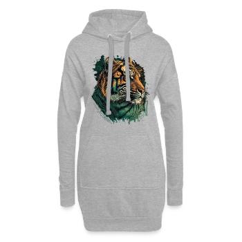 Grüner Tiger - Hoodie-Kleid - Grau meliert - Vorne