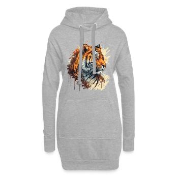 Tiger Illustration - Hoodie-Kleid - Grau meliert - Vorne