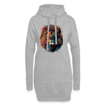 Peinture de lion colorée - Sweat-shirt à capuche long Femme - gris chiné - Devant