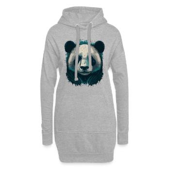 Tête de panda bleu - Sweat-shirt à capuche long Femme - gris chiné - Devant