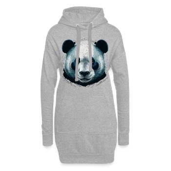 Tête de panda réaliste - Sweat-shirt à capuche long Femme - gris chiné - Devant