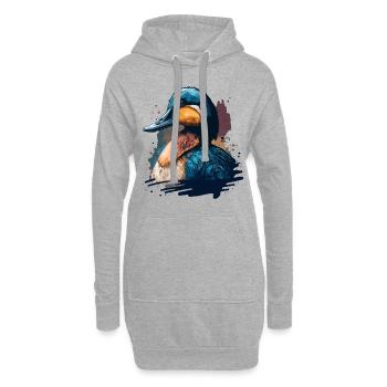 Peinture de canard - Sweat-shirt à capuche long Femme - gris chiné - Devant