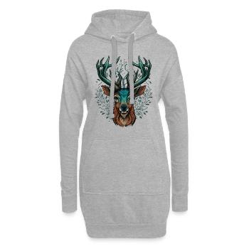 Hirschkopf - Hoodie-Kleid - Grau meliert - Vorne