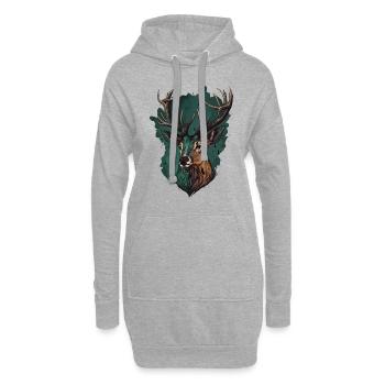 Drôle de cerf - Sweat-shirt à capuche long Femme - gris chiné - Devant