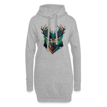 Silhouette de cerf - Sweat-shirt à capuche long Femme - gris chiné - Devant