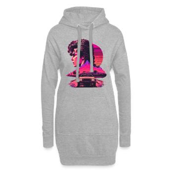 Onde de vapeur - Sweat-shirt à capuche long Femme - gris chiné - Devant
