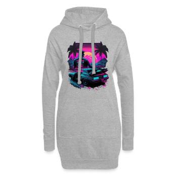 Néon des années 80 - Sweat-shirt à capuche long Femme - gris chiné - Devant