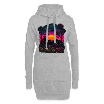 Synthwave-Artwork - Hoodie-Kleid - Grau meliert - Vorne