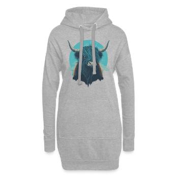Amoureux des yaks - Sweat-shirt à capuche long Femme - gris chiné - Devant