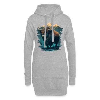 Œuvre d’art Yak - Sweat-shirt à capuche long Femme - gris chiné - Devant
