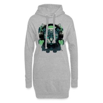 Les chats et la musique - Sweat-shirt à capuche long Femme - gris chiné - Devant