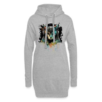 Katzenkopf - Hoodie-Kleid - Grau meliert - Vorne