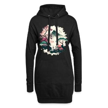 Rote Sonne - Hoodie-Kleid - Schwarz - Vorne