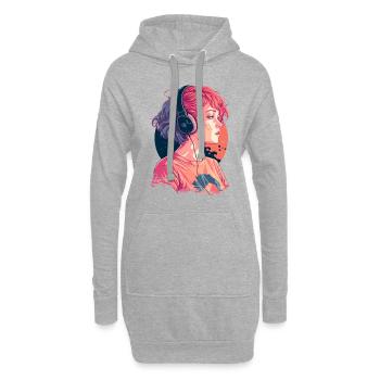 Lofi Musikliebhaber - Hoodie-Kleid - Grau meliert - Vorne