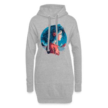 Vintage Lo-Fi Mädchen - Hoodie-Kleid - Grau meliert - Vorne