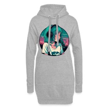 Süßes Lo-Fi-Mädchen - Hoodie-Kleid - Grau meliert - Vorne