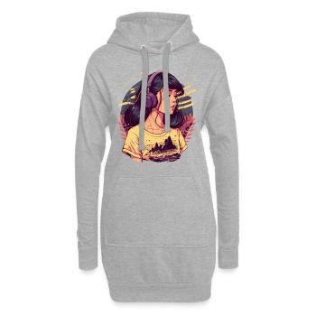 Tokyo Girl hört Chill Beats - Hoodie-Kleid - Grau meliert - Vorne