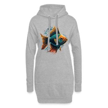 Tiefsee-Kreatur - Hoodie-Kleid - Grau meliert - Vorne