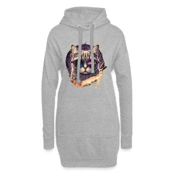 Vapowave Glitch Katze - Hoodie-Kleid - Grau meliert - Vorne