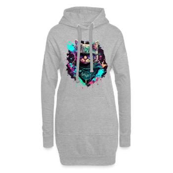 Cybper Katze - Hoodie-Kleid - Grau meliert - Vorne