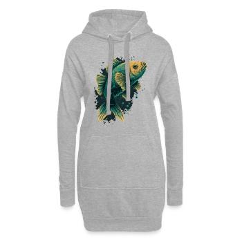 Fisch Liebe - Hoodie-Kleid - Grau meliert - Vorne