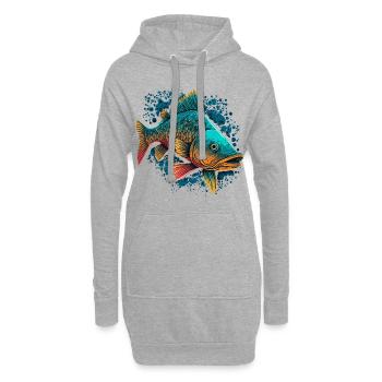 Flussfisch - Hoodie-Kleid - Grau meliert - Vorne