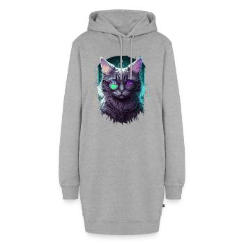 Himmelhohe Katze - Hoodie-Kleid - Grau meliert - Vorne